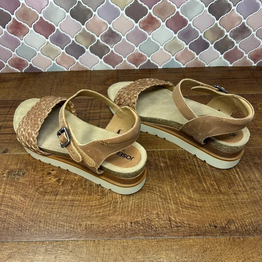 Womens Josef Seibel Clea 16 Camel Woven Platform Sandal size EU40